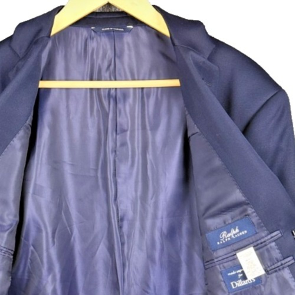 Ralph Ralph Lauren Sport Coat Jacket 46R Navy Blue 100% Wool Made In Canada